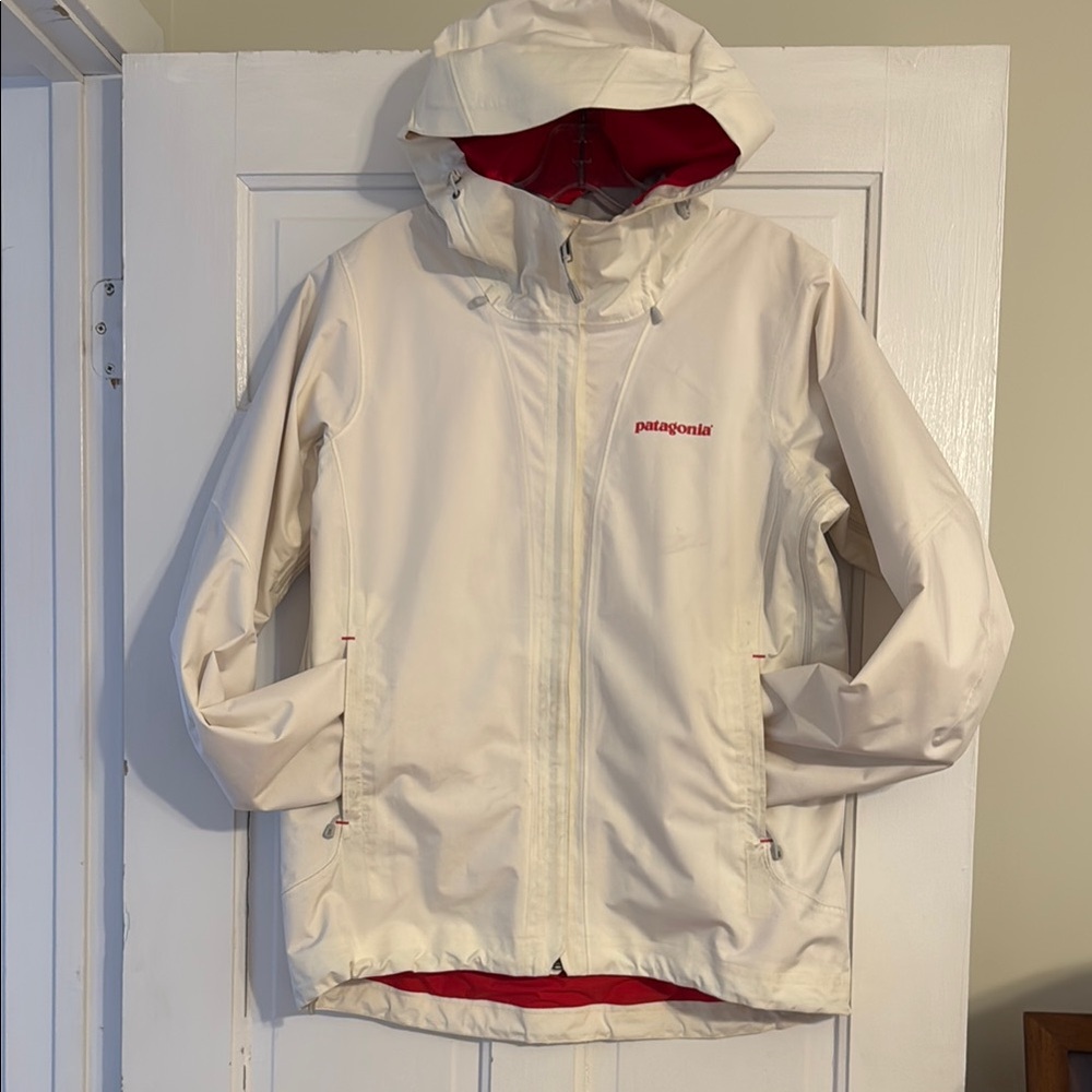 Patagonia Cream and Red Hooded Jacket